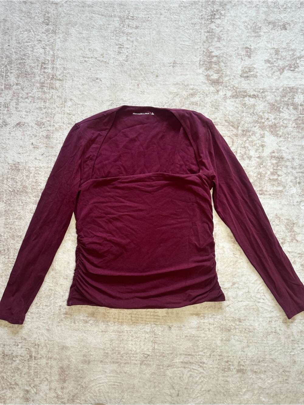 Abercrombie & Fitch Long Sleeve Ruched Square Neck Top - Wine